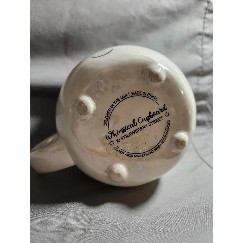 Whimsical Cupboard Sleeping Unicorn White Iridescent Mug